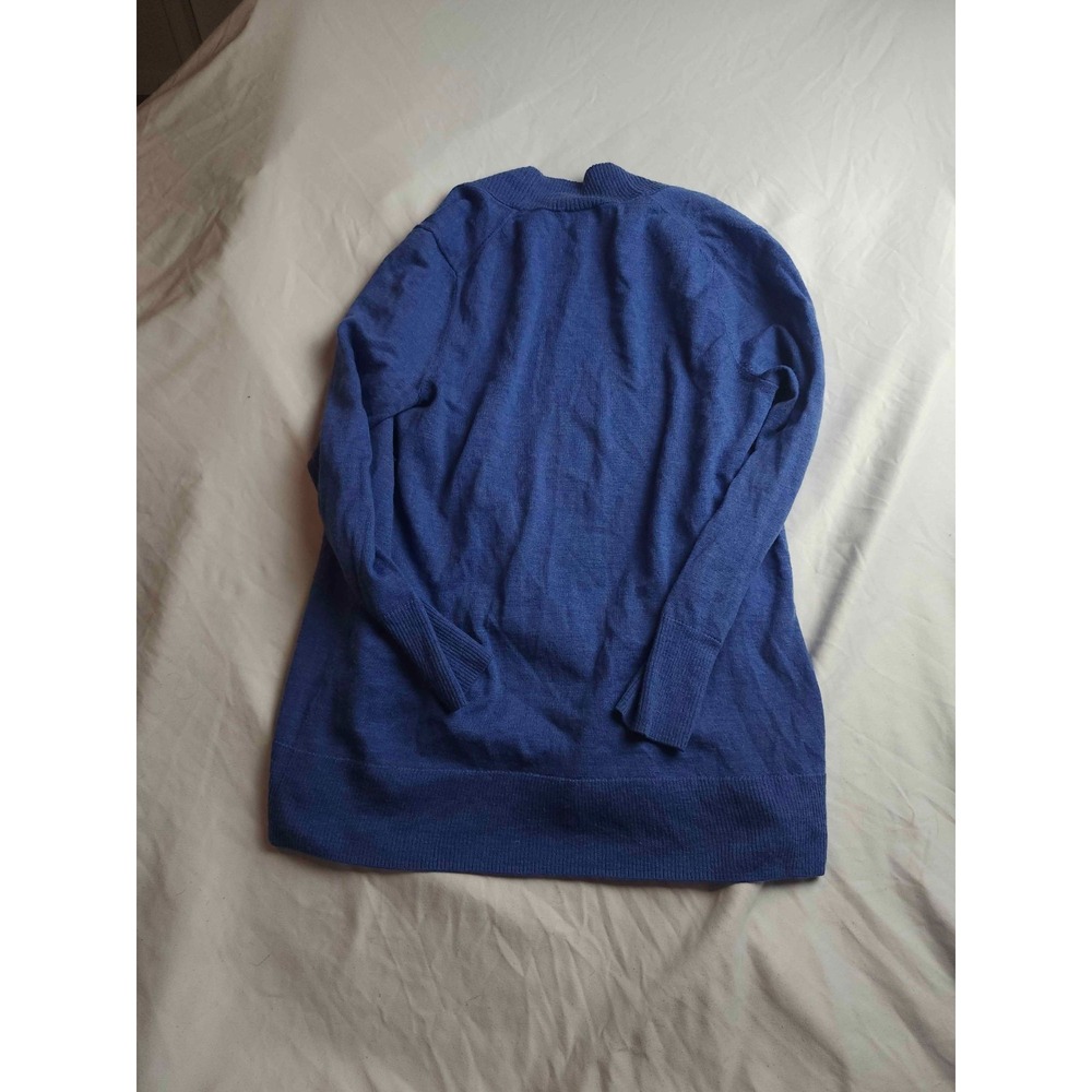 Talbots Cardigan Sweater Womens Size Mp Blue‎ Pure Merino Wool Open Front Knit - Picture 6 of 6